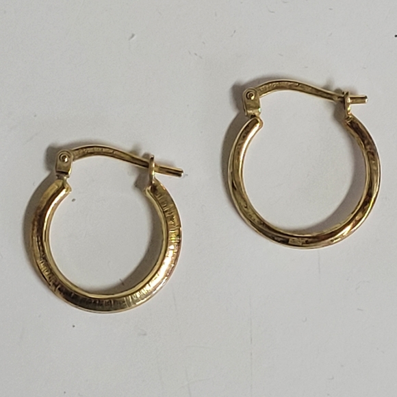 10k Gold /925 sterling silver huggie hoop earrings. Vtg excellent. 😍 - Picture 3 of 9